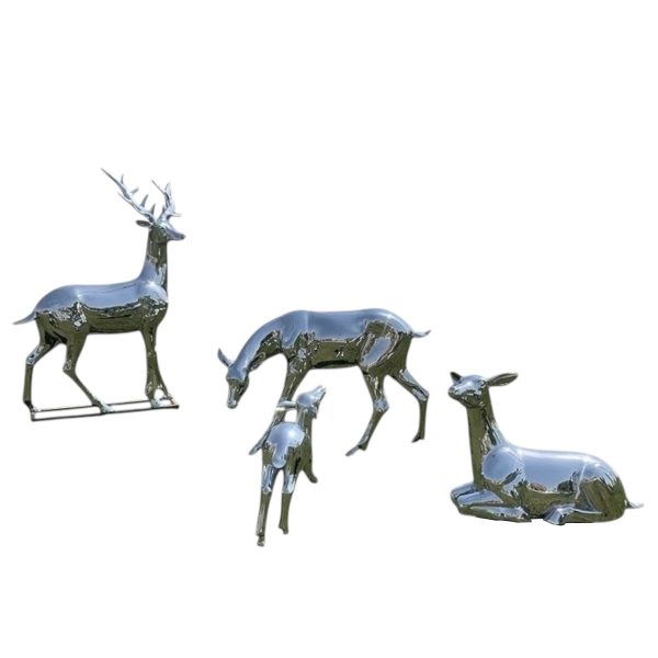 Forged Stainless Steel Deer Sculpture - Image 3