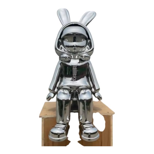 Stainless Steel Cartoon Bunny Sculpture