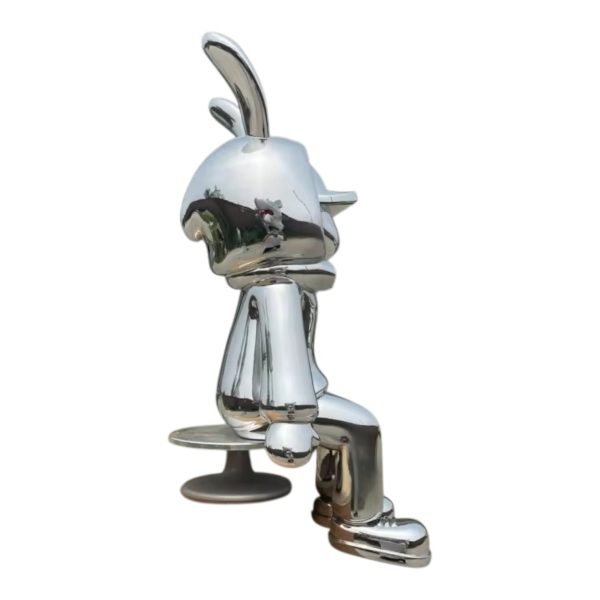 Stainless Steel Cartoon Bunny Sculpture - Image 3