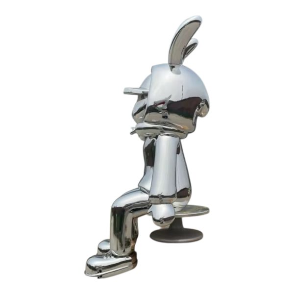 Stainless Steel Cartoon Bunny Sculpture - Image 2